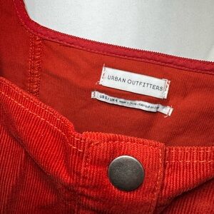 Burnt orange corduroy, snap front dress